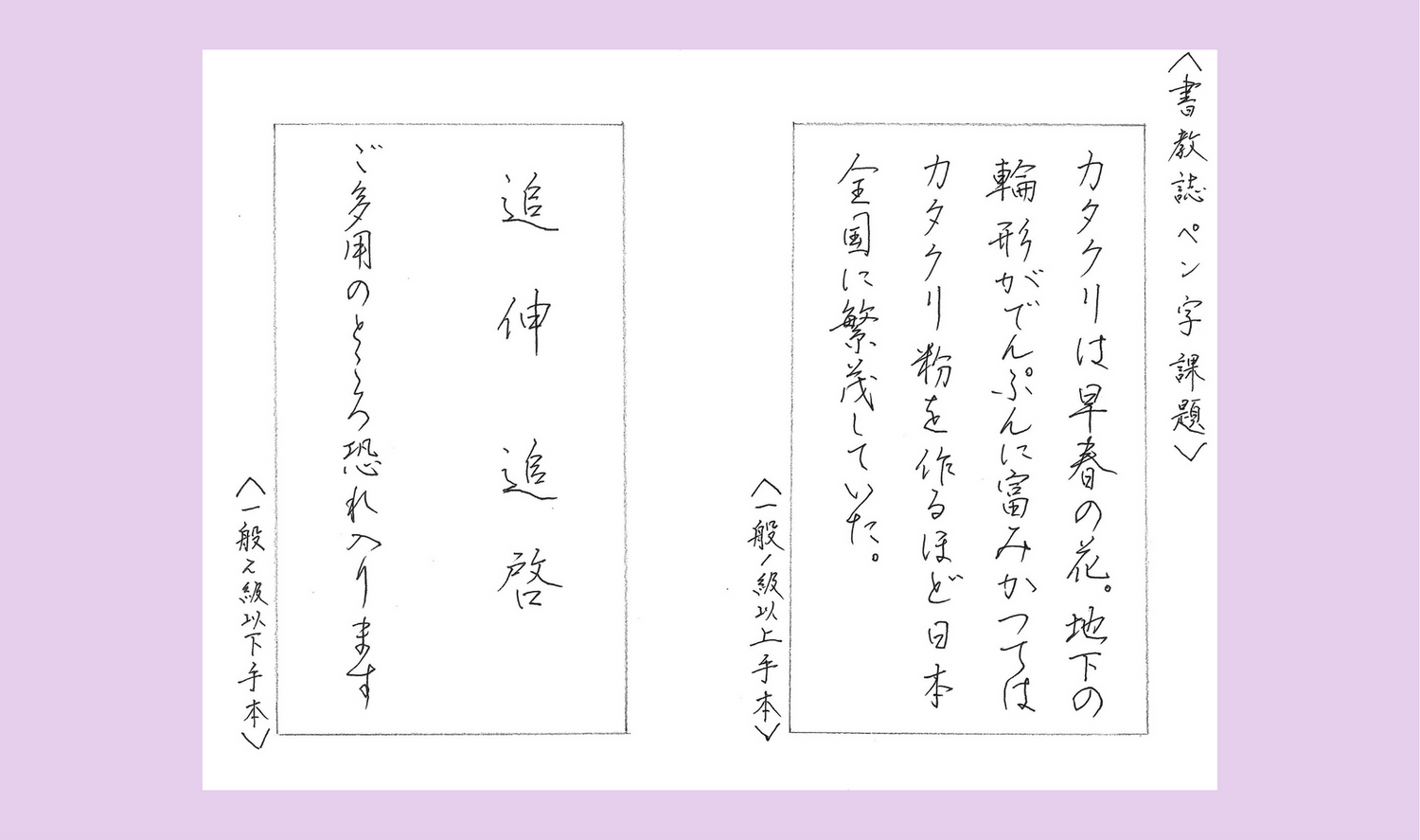 毛筆・硬筆・ペン字講座④